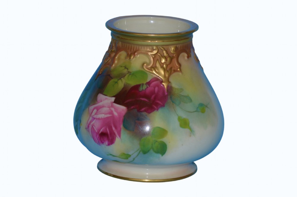 royal worcester 1911 hand painted potpourri vase 'roses' without cover