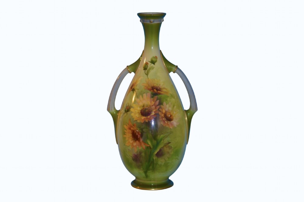 stunning 1906 royal worcester two handled porcelain vase by george cole