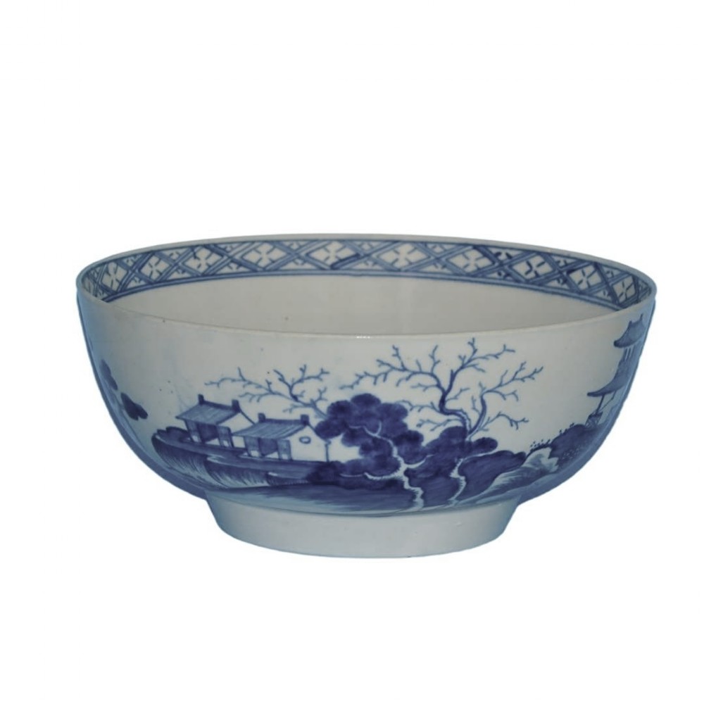 18th century worcester porcelain 'precipice' pattern bowl