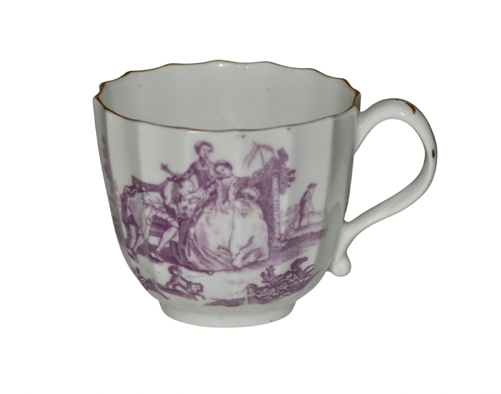 worcester l'amour pattern fluted porcelain coffee cup c1770