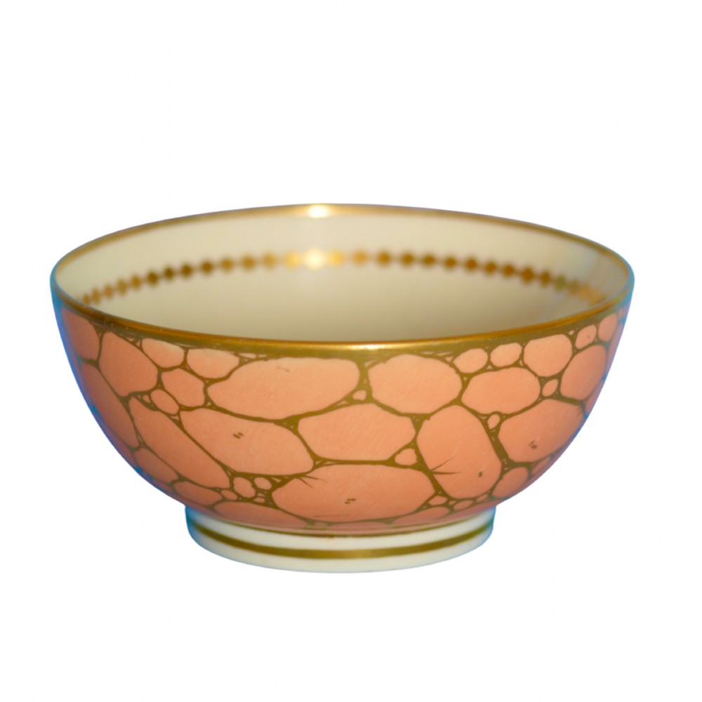 coalport salmonpinkground porcelain waste bowl c1815 thomas pardoe