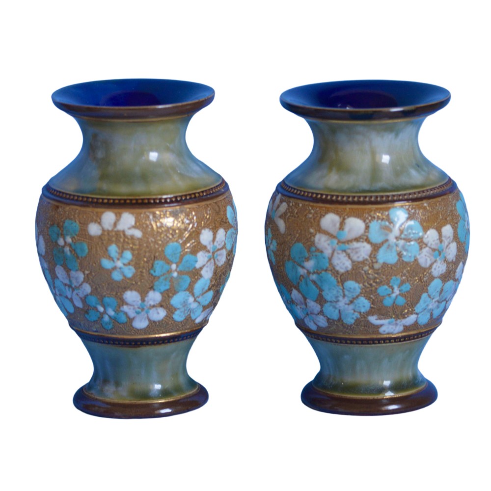 attractive pair of doulton lambeth vases 18851902 slater