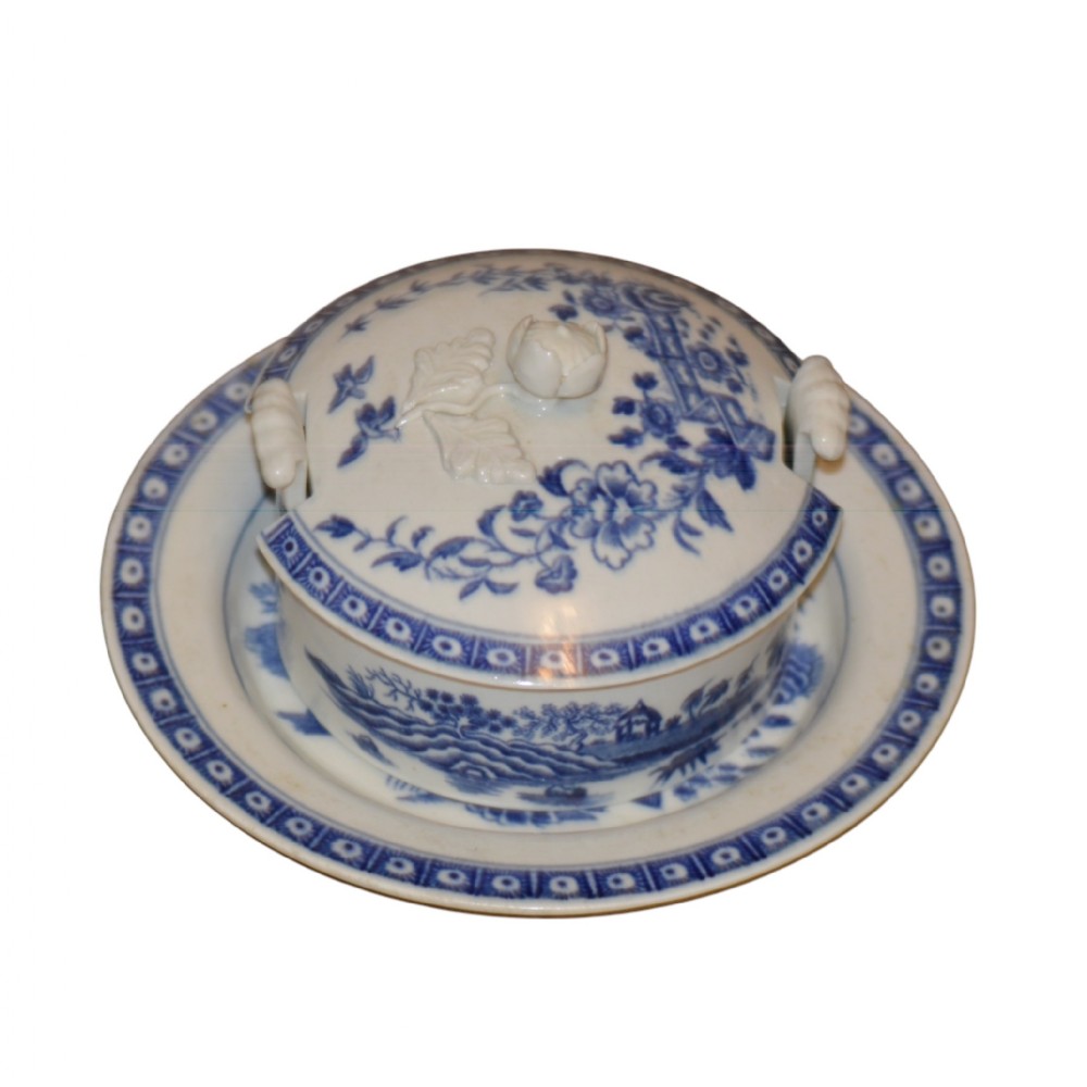 18th century dr wall worcester blue butter tub cover stand c1770